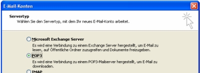 Servertyp bei Outlook 2003 festlegen